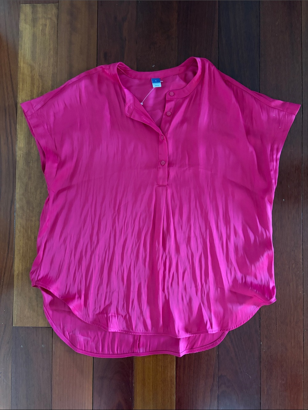 Old Navy Bright Fuchsia Short-Sleeve Button Henley Tunic